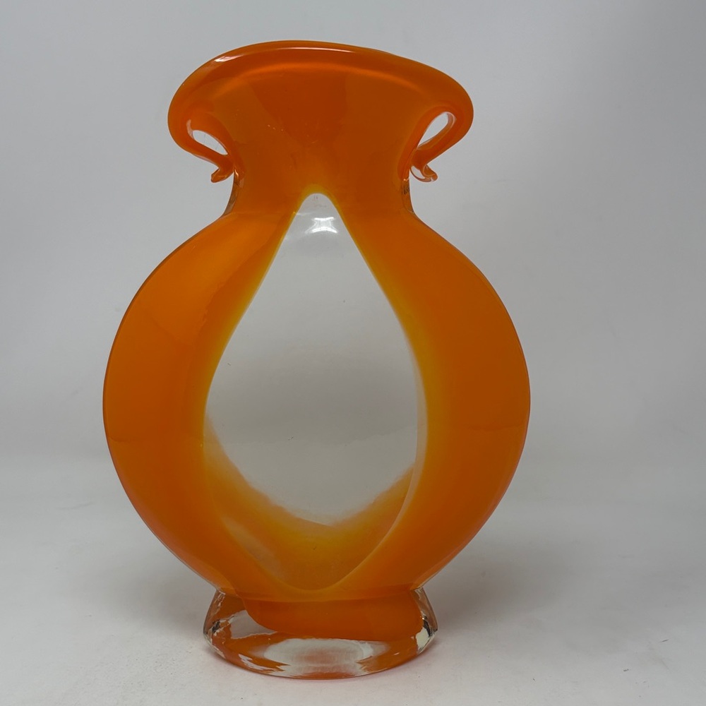 Margie's Garden Vintage Orange Handblown‎ Glass MCM Vase